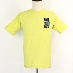 RARE Vintage 1989 Save the Earth Neon Green Short Sleeve T-Shirt - L